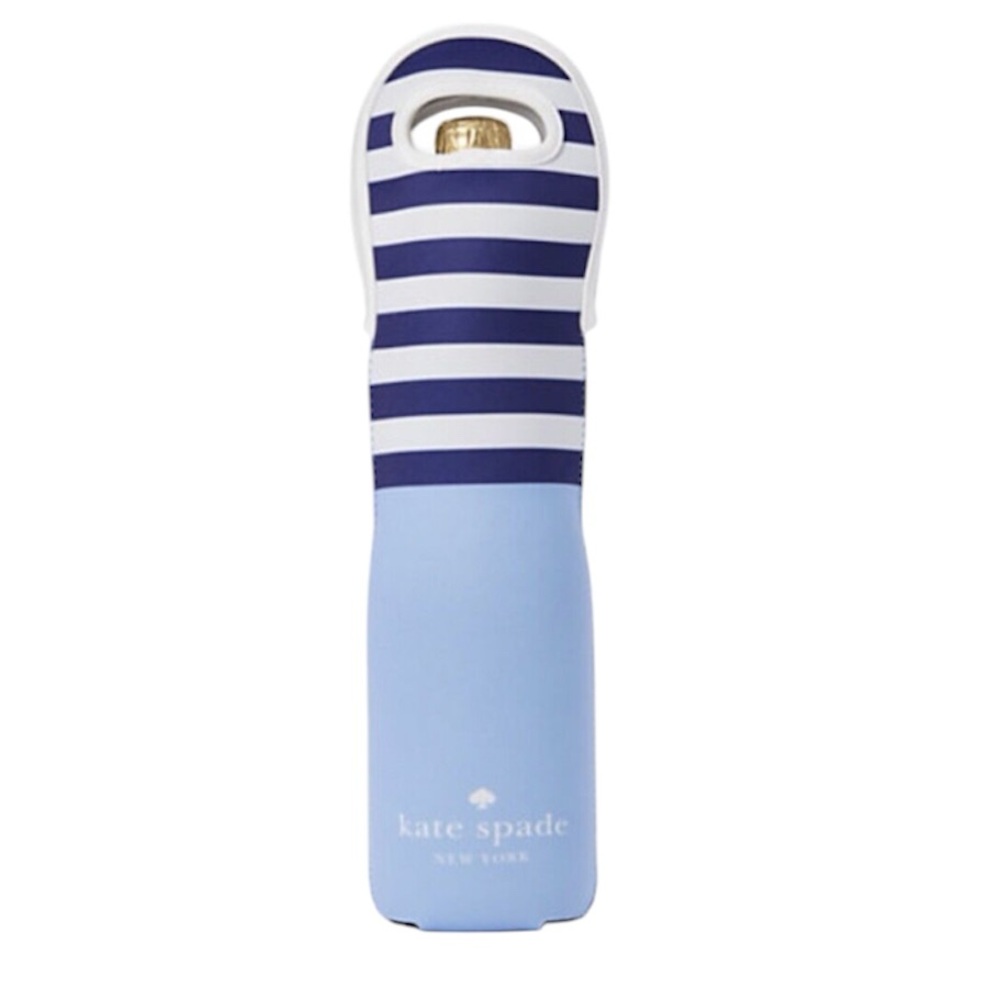 Kate Spade Navy Blue and White Striped Neoprene Wine Caddy NWT